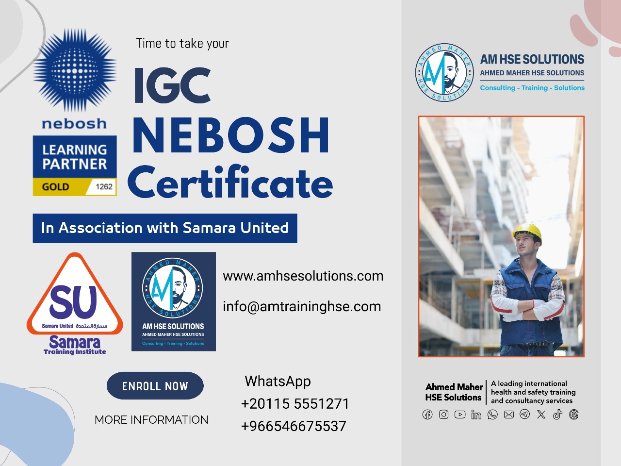 NEBOSH International General Certificate- IGC (English, Arabic & French)